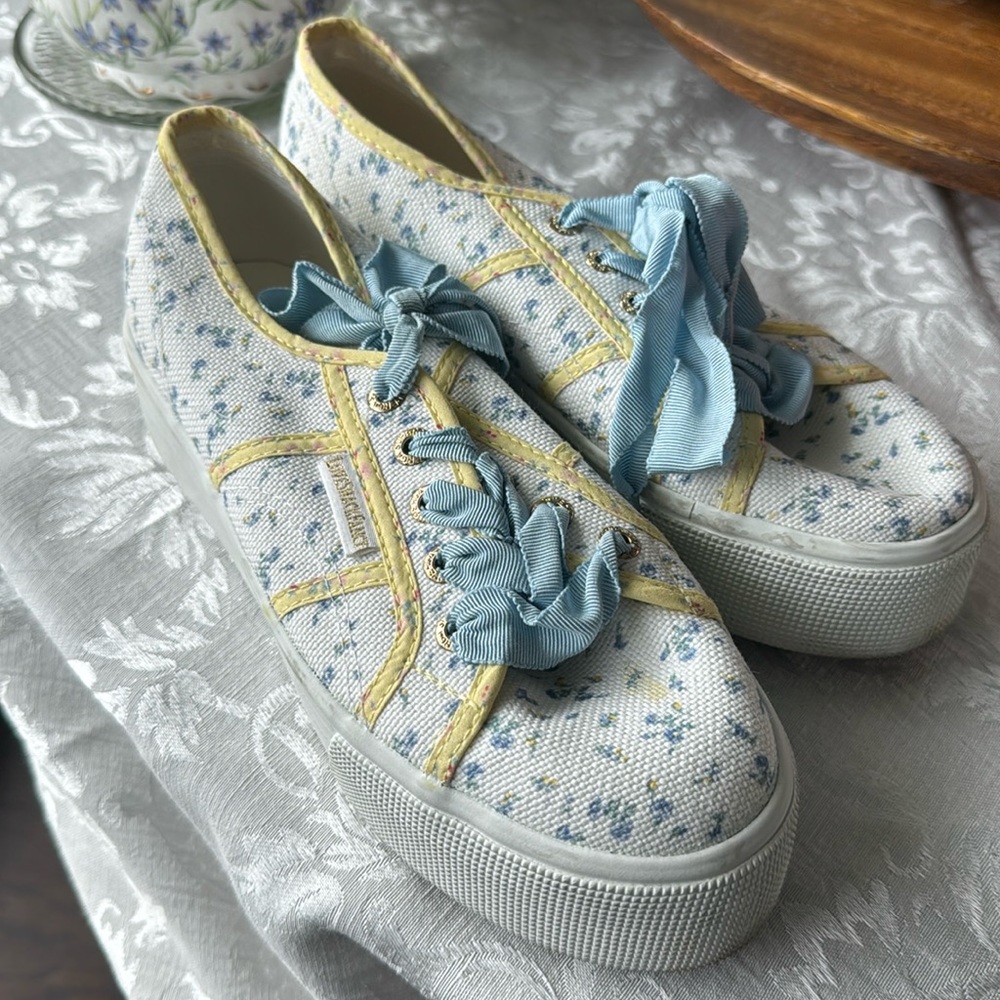 Loveshackfancy x Superga “Blue Bonnet” floral print platform sneaker size 37